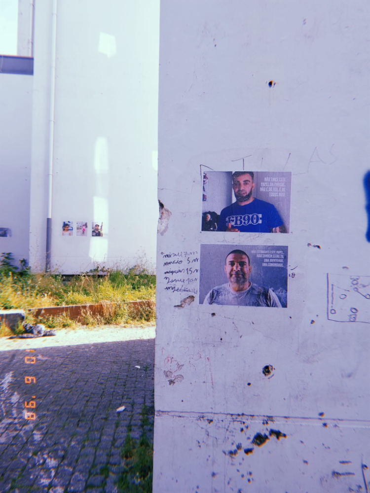 Photos of Bétulas residents featured in an outdoor exhibition throughout the community.