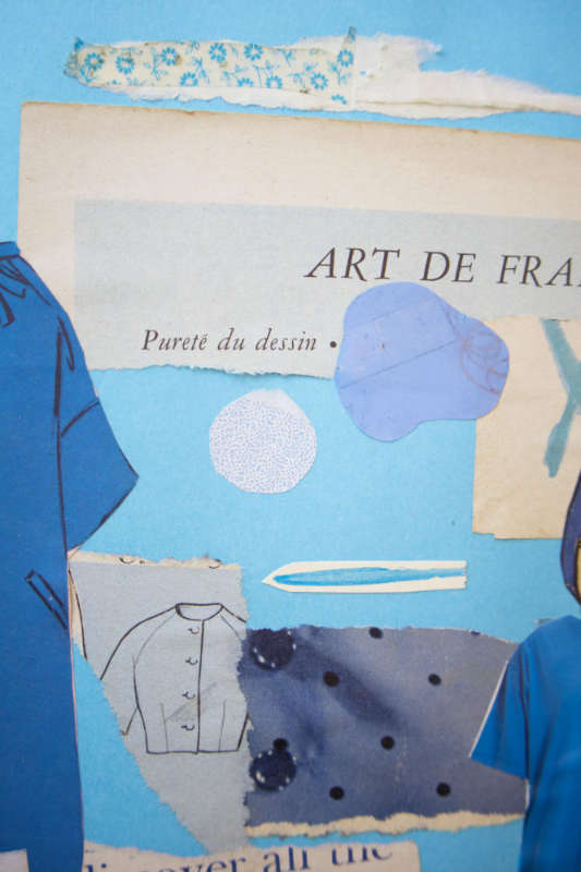 Abstract collage in shades of blue, featuring layered paper textures, torn edges, and subtle geometric shapes. Abstract collage in shades of blue, featuring layered paper textures, torn edges, and subtle geometric shapes.