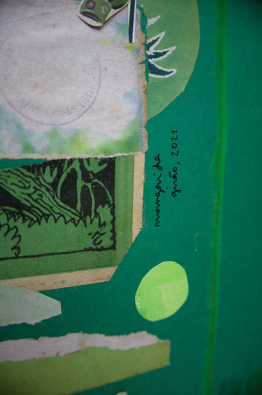 Abstract collage in shades of green, featuring layered paper textures, torn edges, and subtle geometric shapes. Abstract collage in shades of green, featuring layered paper textures, torn edges, and subtle geometric shapes.