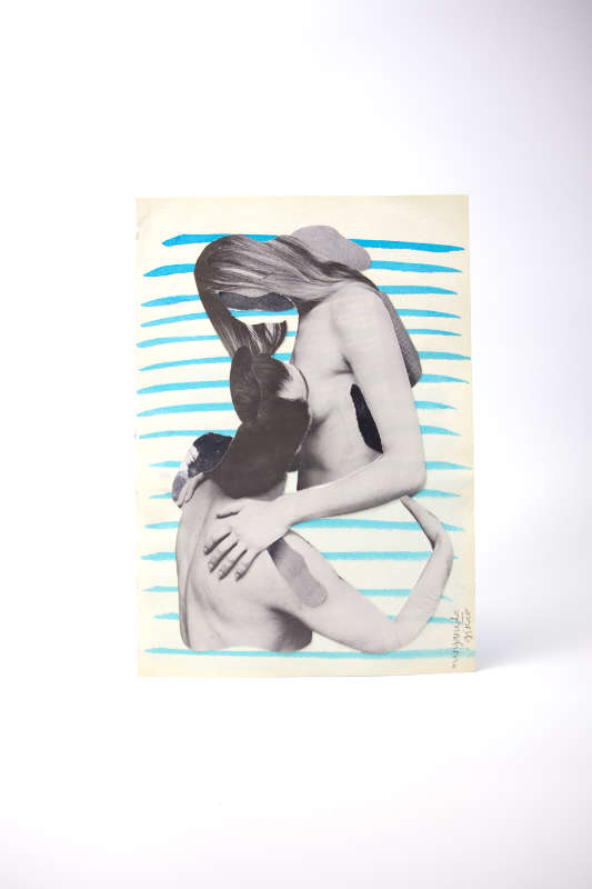 Original, premium hand-cut black and white collage of two figures. Original, premium hand-cut black and white collage of two figures.