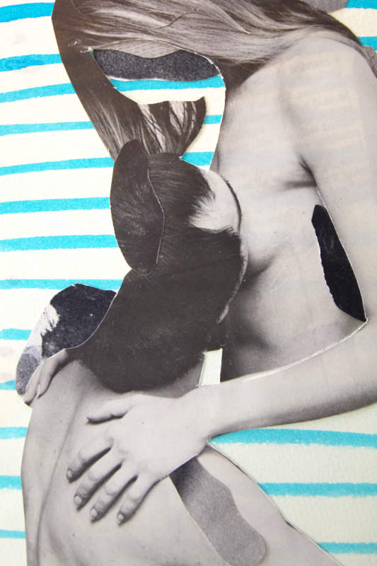 Original premium black and white collage of two figures, handcrafted. Original premium black and white collage of two figures, handcrafted.