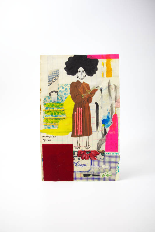 Colorful handmade collage with layered cutouts and decorative embroidery. Colorful handmade collage with layered cutouts and decorative embroidery.