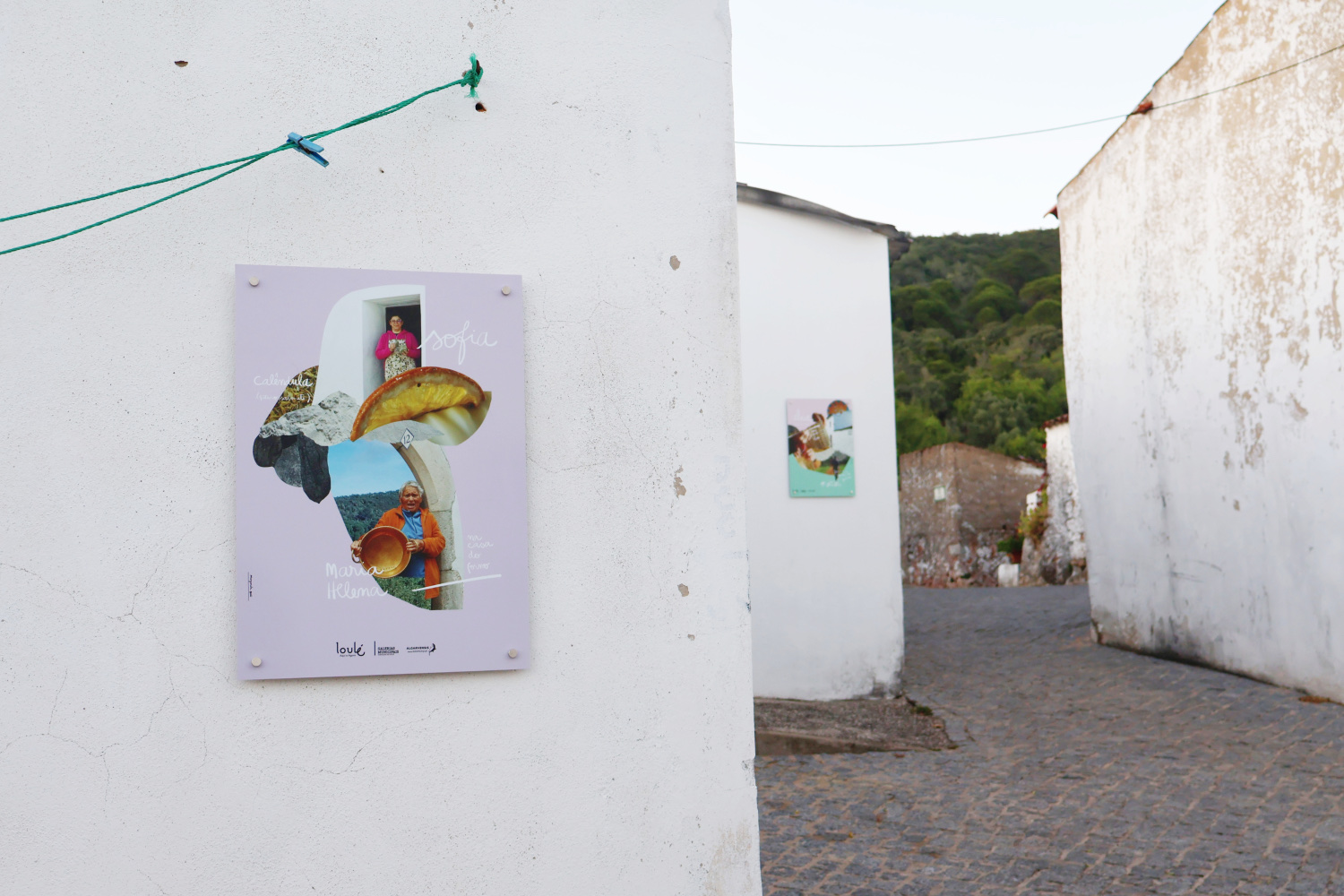 Street exhibition with visual compositions installed on village walls, Aldeia da Penina, Loulé