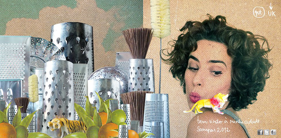 Website header capturing the urban jungle vibe of São Paulo, reflecting creativity and bold design.