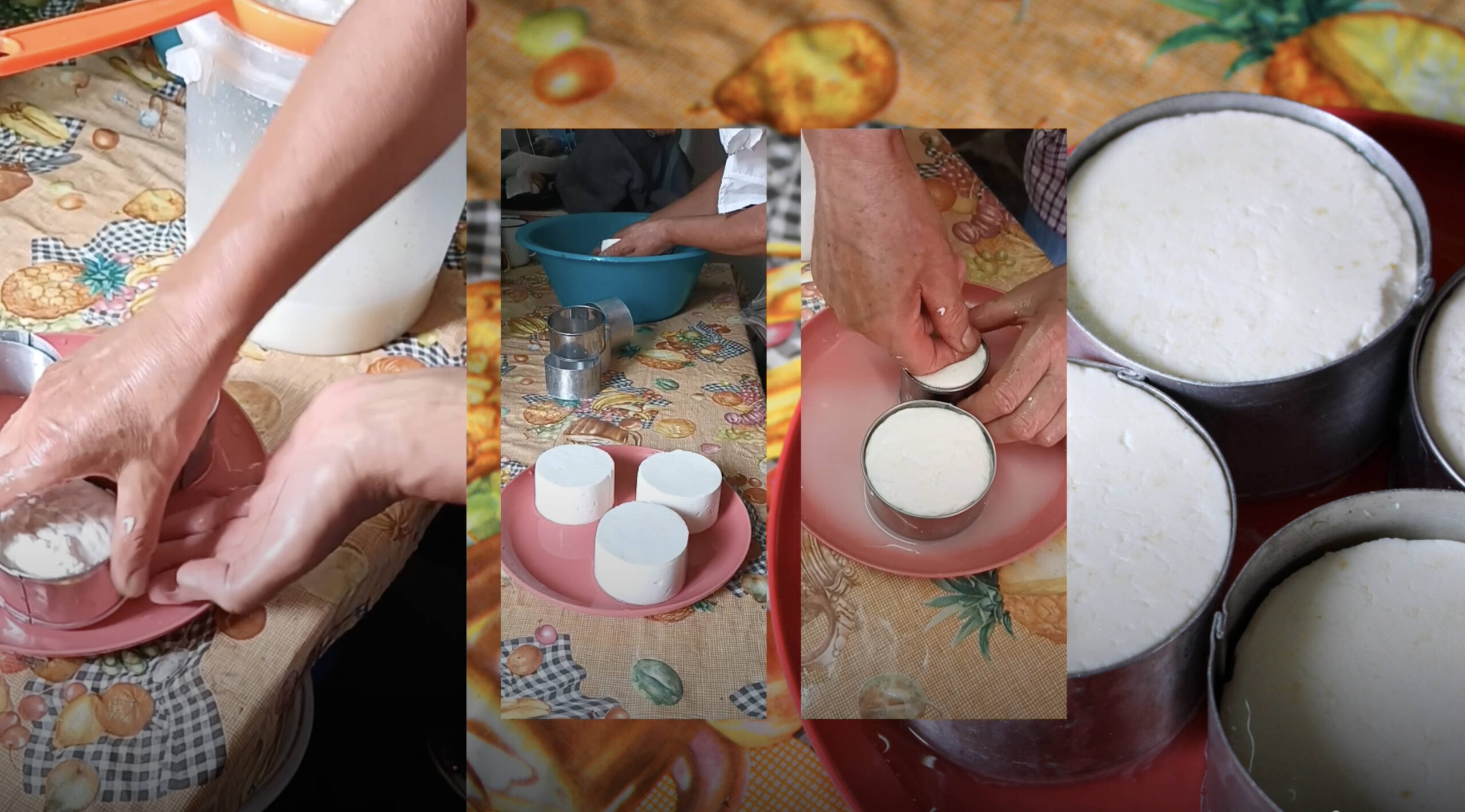 Video stills showing cheesemaking process, Bravo