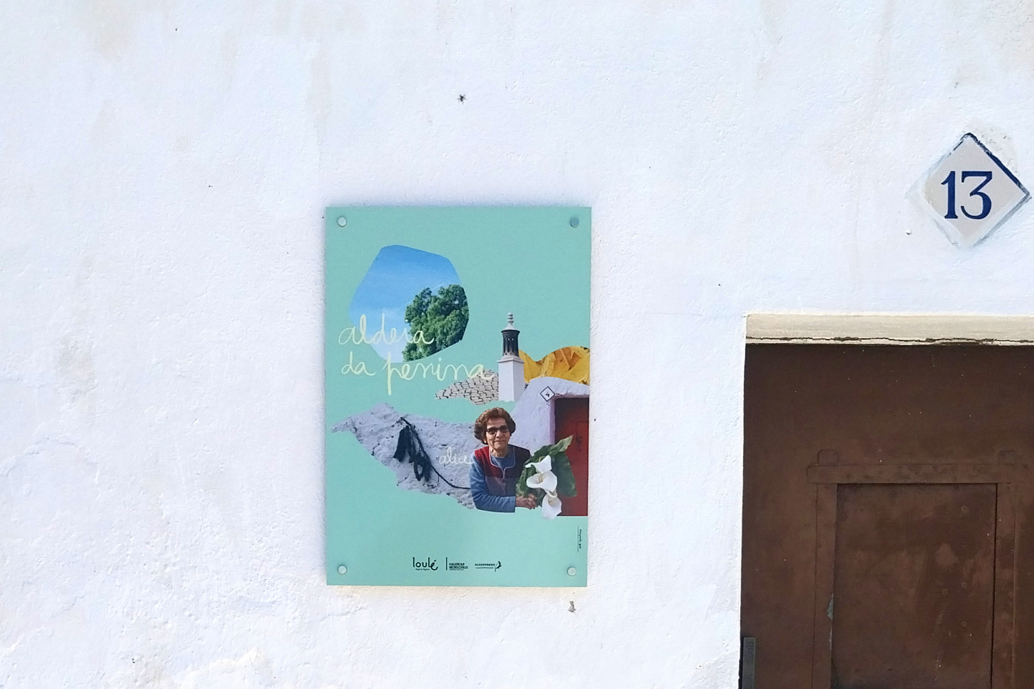 Visual composition with portrait installed on white wall, Aldeia da Penina